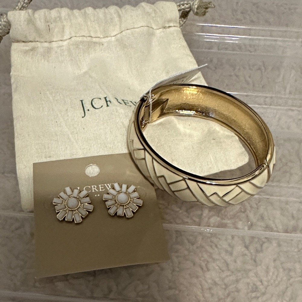 NWT J. Crew Factory White and Gold Jewelry Set